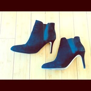 Black Suede Leather Booties